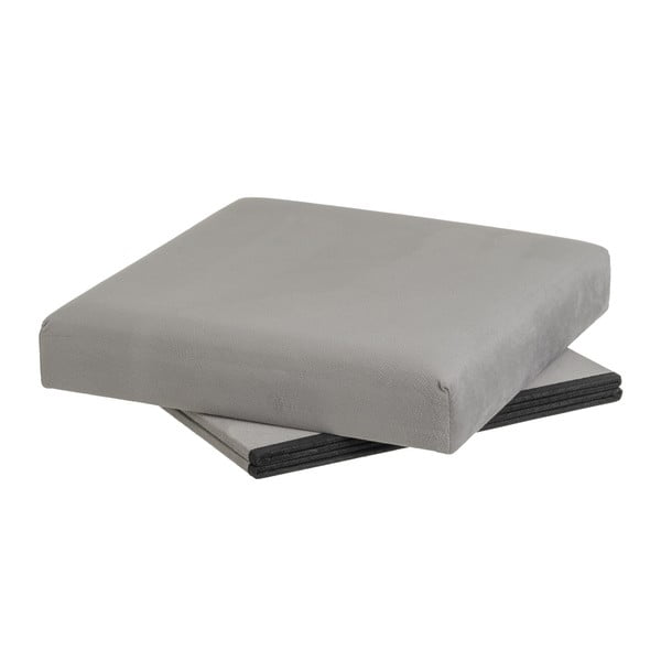 Světle šedý sametový taburet Estela – Casa Selección-image-3