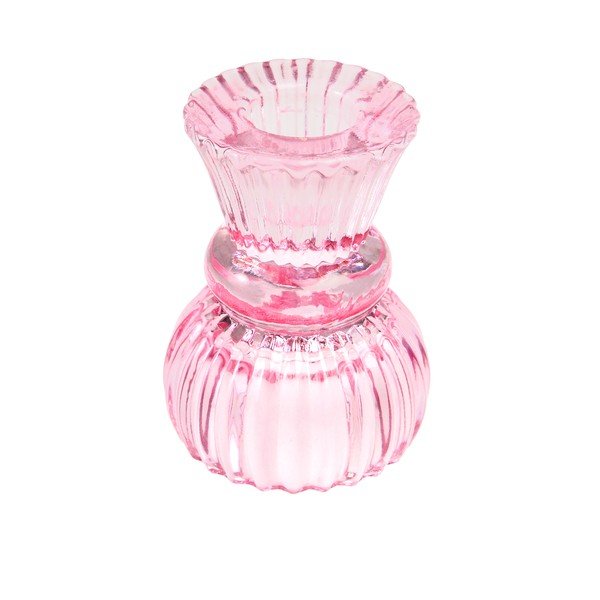 Nízký růžový skleněný svícen – Rex London-image-1