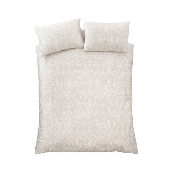 Béžové sametové povlečení na dvoulůžko 200x200 cm Bridgerton Regal Birds – Catherine Lansfield