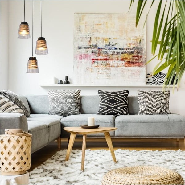 Černé závěsné svítidlo se skleněným stínidlem Fresno – Candellux Lighting-image-1