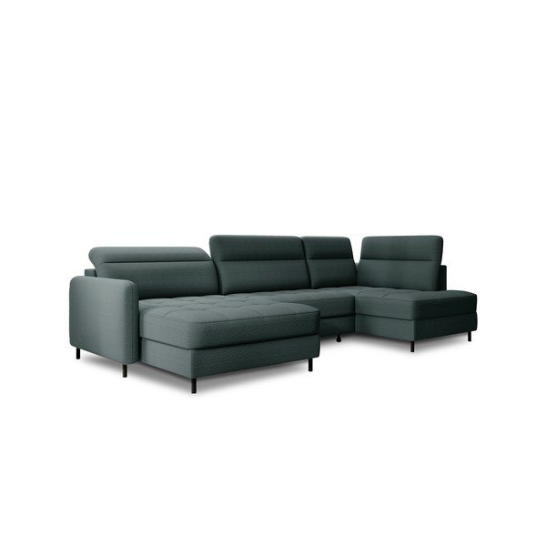 Zelená sametová rozkládací/s úložným prostorem rohová pohovka (pravý roh/do "U") Berrto – ELTAP-image-2