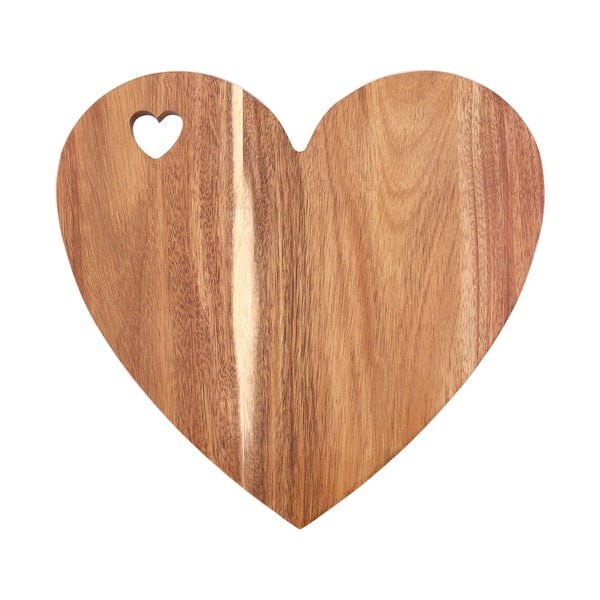 Prkénko ve tvaru srdce z akáciového dřeva s růžovým okrajem Premier Housewares, 30 x 28 cm