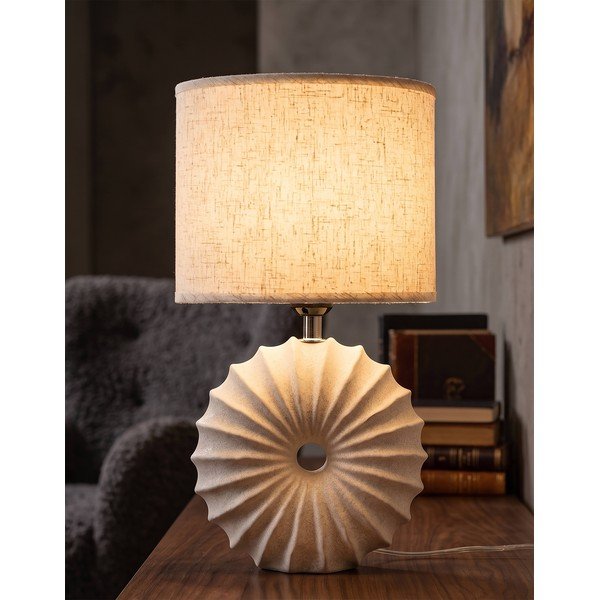 Krémová keramická stolní lampa s textilním stínidlem (výška 40 cm) Anemone – Mauro Ferretti-image-1
