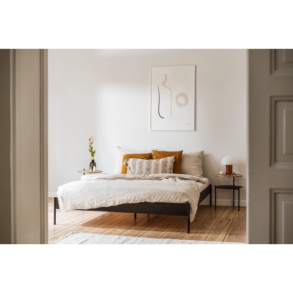 Bílá ocelová dvoulůžková postel bez čela s roštem 200x200 cm Eton Basic – noo.ma-image-1