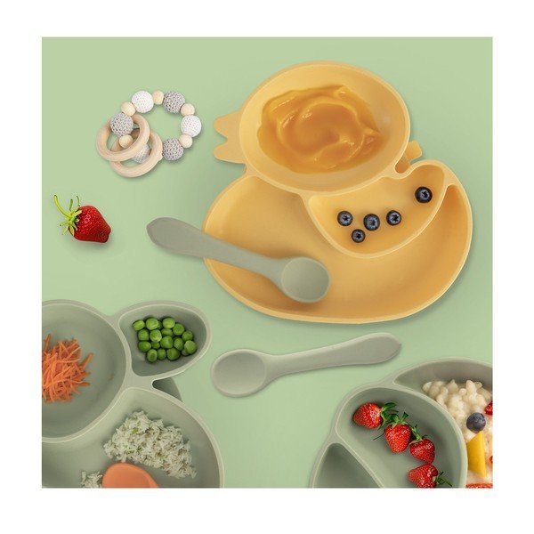 Žlutý silikonový dětský talíř 19x19,5 cm Chicken – Orion-image-1