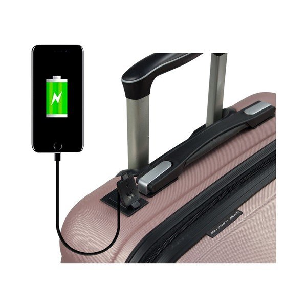 Sada 2 růžových cestovních kufrů na kolečkách s USB porty My Valice LASSO Large & Medium-image-3