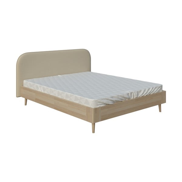 Béžová dvoulůžková postel ProSpánek Lagom Plain Wood, 160 x 200 cm