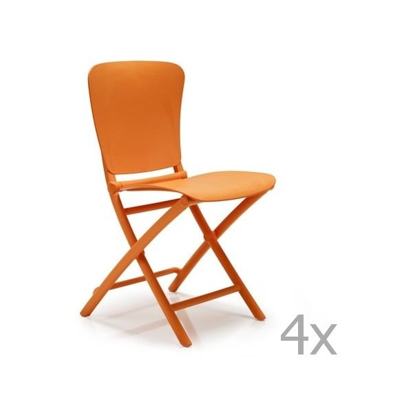 Sada 4 oranžových zahradních židlí Nardi Zac Classic