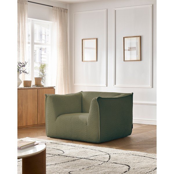 Zelené křeslo z textilie bouclé Giorgia – Bobochic Paris-image-1