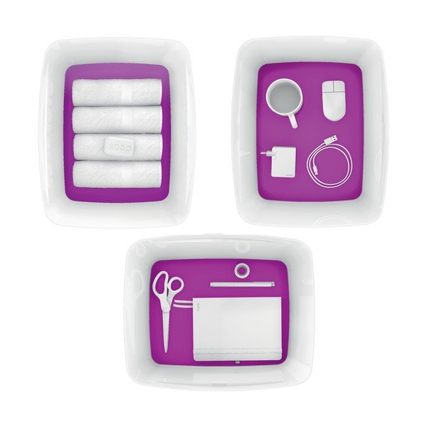 Bílo-fialový plastový úložný box s víkem MyBox - Leitz-image-2