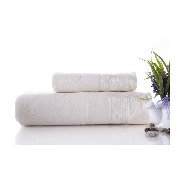 Set dvou ručníků Tropical Ecru, 70x140 a 50x90 cm
