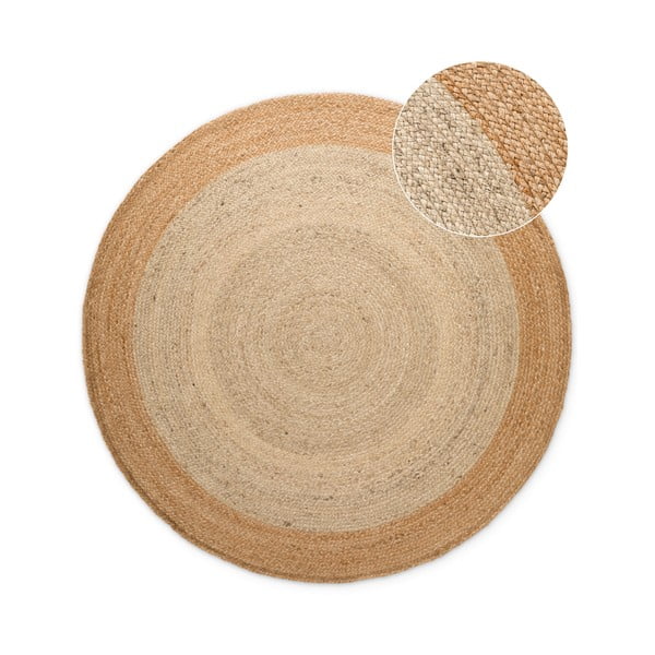 Oboustranný/ručně tkaný jutový kulatý koberec slonovinový ø 200 cm Jutta Ivory – Hanse Home