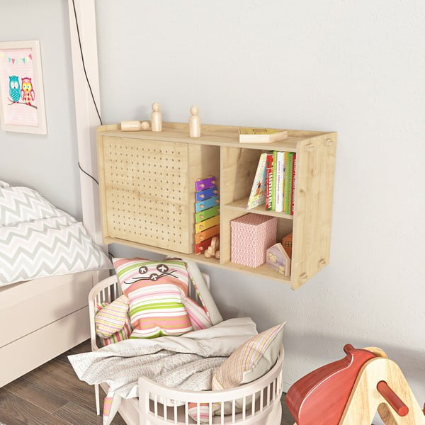 Nástěnná knihovna v dekoru dubu v přírodní barvě 65x30 cm Sima – Kalune Design-image-2