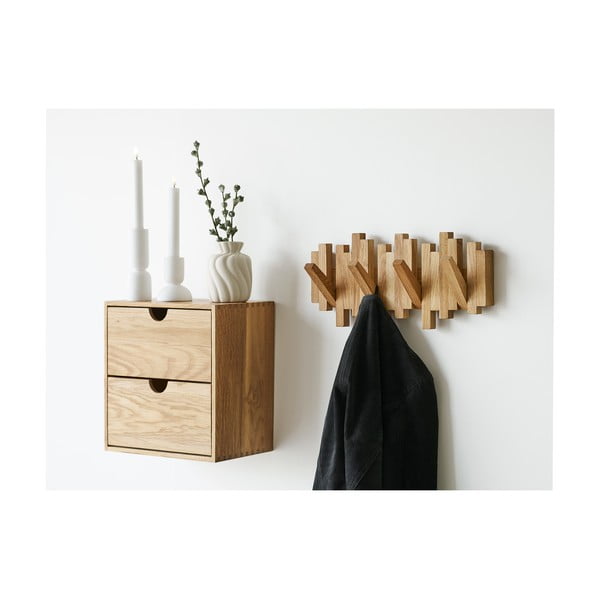 Nástěnný věšák z dubového dřeva v přírodní barvě 3 cm Caltra – House Nordic-image-1