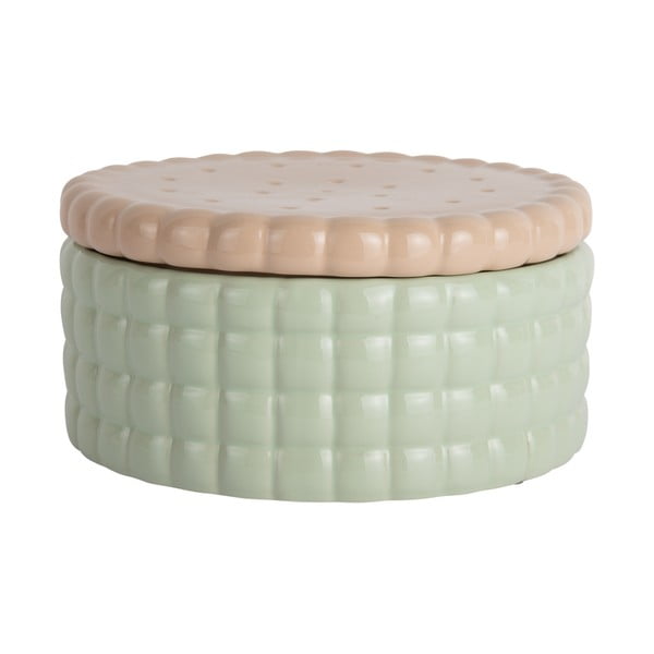 Světle zelený dekorativní keramický úložný box ø 20x10 cm Biscuit Box – PT LIVING