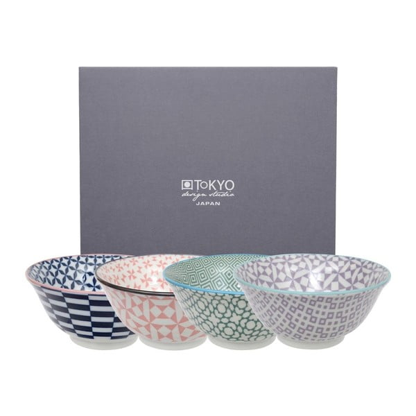 Sada 4 porcelánových misek Tokyo Design Studio Geo Eclectic