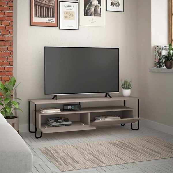 Šedo-béžový TV stolek 150x45 cm Dilly – Marckeric-image-4