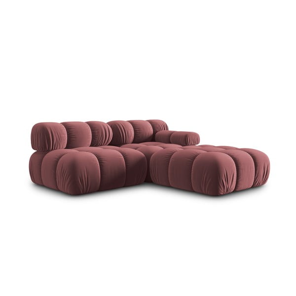 Růžová sametová pohovka 282 cm Bellis – Micadoni Home-image-4