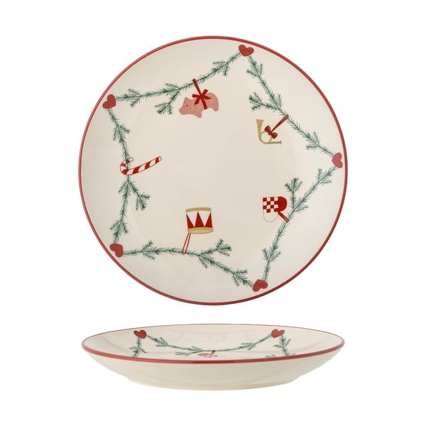 Krémový talíř s vánočním motivem z kameniny ø 25,5 cm Yule – Bloomingville-image-3