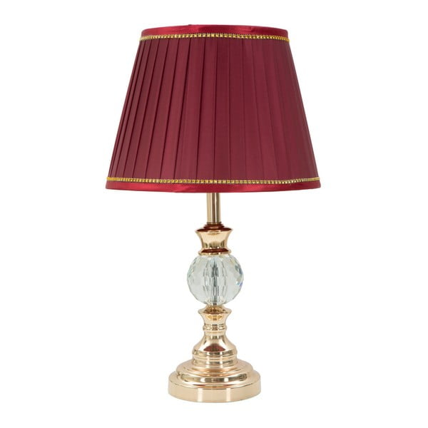 Vínově červená stolní lampa Mauro s kontrukcí ve zlaté barvě Mauro Ferretti Plie