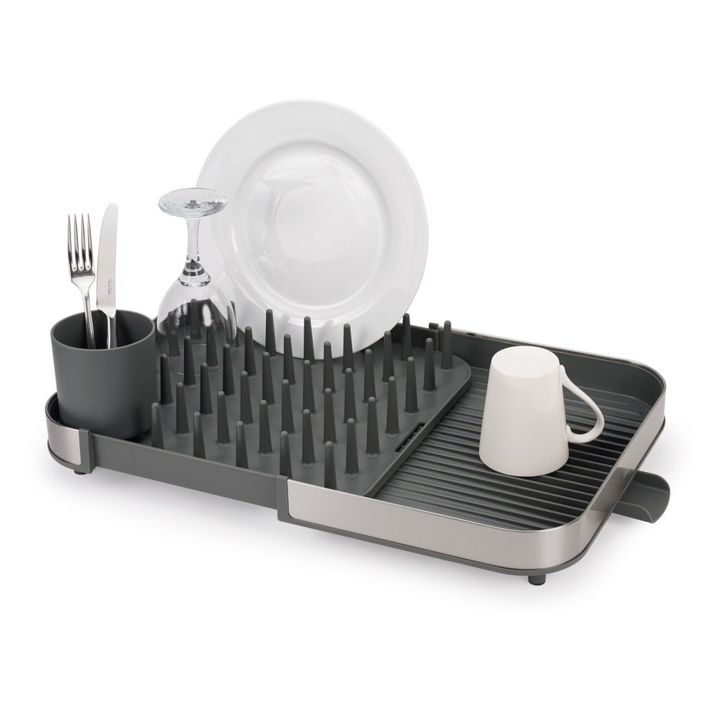 Šedý nastavitelný odkapávač z nerezové oceli 35x39 cm Duo – Joseph Joseph