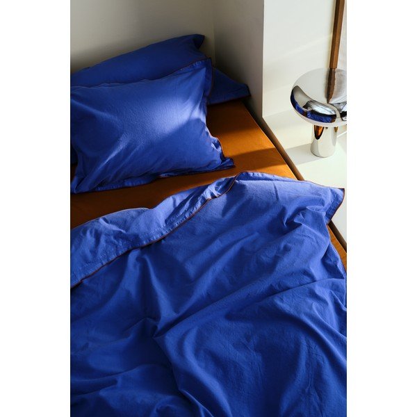 Modré/hnědé povlečení na dvoulůžko/prodloužené z bavlněného perkálu 200x220 cm Pivot – Jotex-image-1