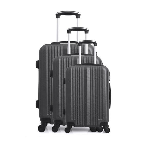Sada 3 tmavě šedých cestovních kufrů na kolečkách Hero San Diego