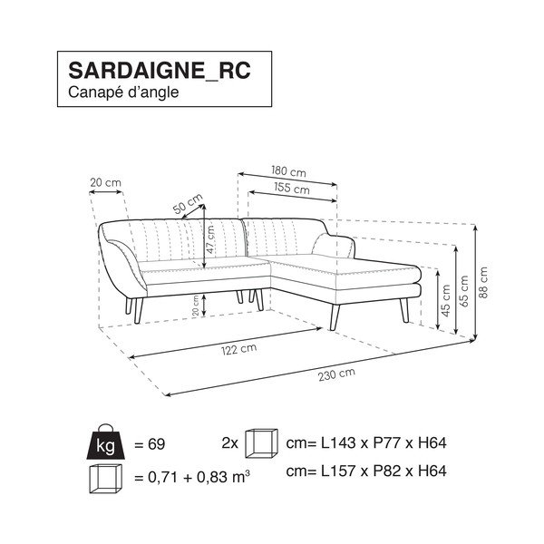 Žlutá pohovka s lenoškou na pravé straně Mazzini Sofas Sardaigne-image-4