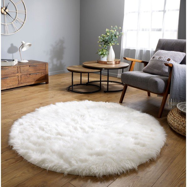 Bílý kulatý koberec ø 120 cm Sheepskin - Flair Rugs-image-1