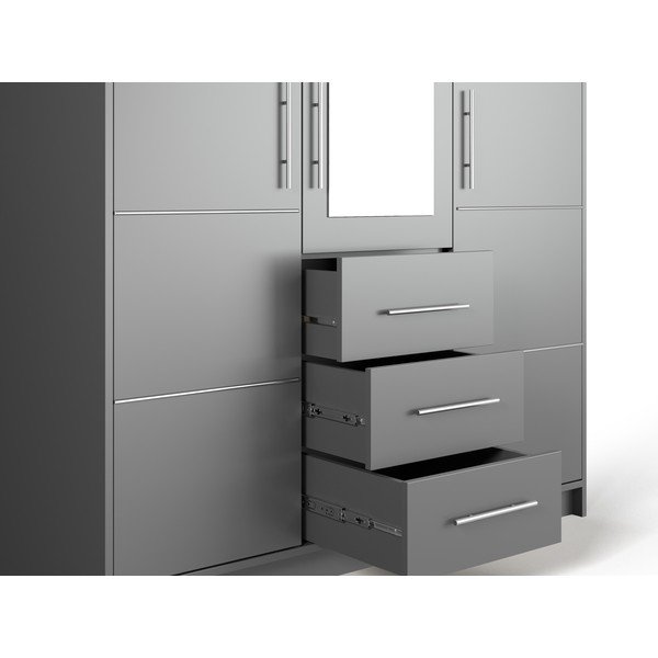 Šedá šatní skříň se zrcadlem 147x200 cm Derry - Cosmopolitan Design-image-1