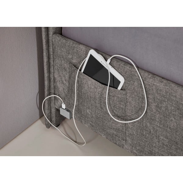 Šedá čalouněná dětská postel s úložným prostorem s roštem 140x200 cm Fun – Meise Möbel-image-1