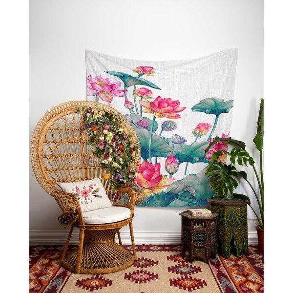 Tapiserie 140x140 cm Pink Flowers – Really Nice Things-image-1