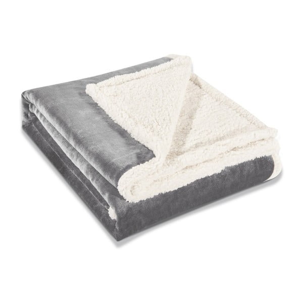Šedá deka z mikrovlákna DecoKing Teddy Steel, 170 x 210 cm
