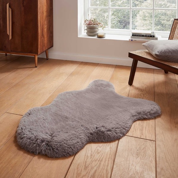 Šedá syntetická kožešina 60x90 cm Super Teddy – Think Rugs-image-1