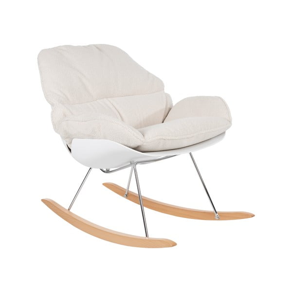 Krémové houpací křeslo z textilie bouclé Rocky – White Label