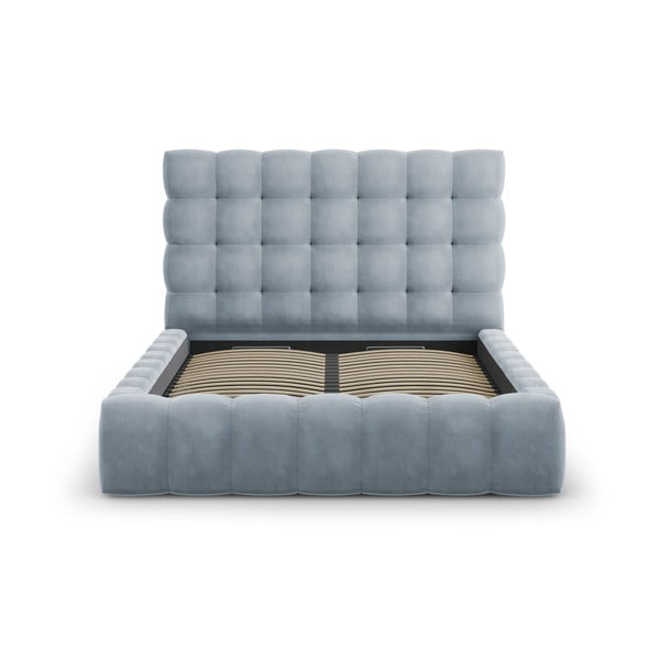 Světle modrá čalouněná dvoulůžková postel s úložným prostorem s roštem 140x200 cm Bali – Cosmopolitan Design-image-3