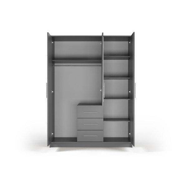 Šedá šatní skříň se zrcadlem 147x200 cm Derry - Cosmopolitan Design-image-4