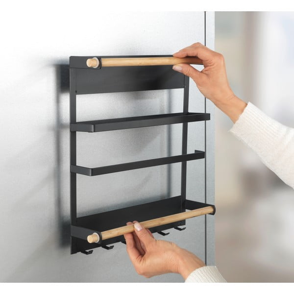 Černý nástěnný kuchyňský organizér Wenko Magna-image-4