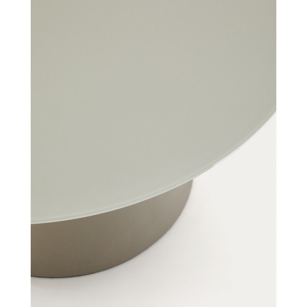 Světle šedý kulatý konferenční stolek se skleněnou deskou ø 80 cm Wilshire – Kave Home-image-2