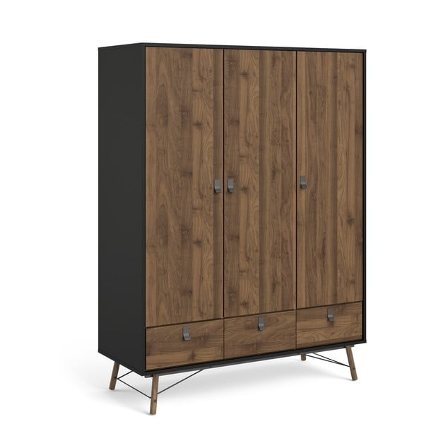 Černá/hnědá šatní skříň v dekoru ořechu 150x200 cm Ry - Tvilum-image-3