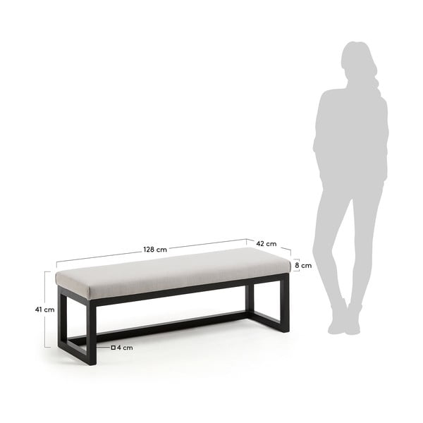 Černá/šedobéžová lavice Loya – Kave Home-image-4