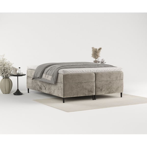 Světle hnědá boxspring postel s úložným prostorem 180x200 cm Araya – Maison de Rêve-image-3