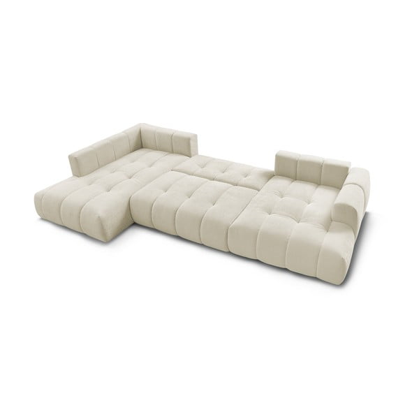 Béžová rozkládací/s úložným prostorem rohová pohovka (levý roh/do "U") Fuji – Bobochic Paris-image-4