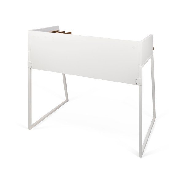 Bílý pracovní stůl s detaily v dekoru ořechového dřeva TemaHome Volga-image-2