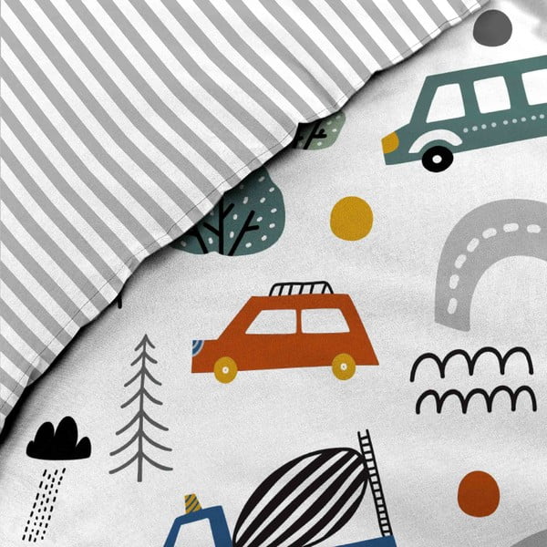 Bílé bavlněné dětské povlečení na jednolůžko 140x200 cm Pti Bolide – douceur d'intérieur-image-1