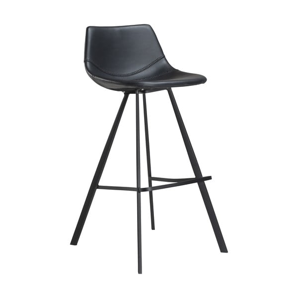 Černá barová židle z imitace kůže s černým kovovým podnožím DAN–FORM Denmark Pitch, výška 98 cm