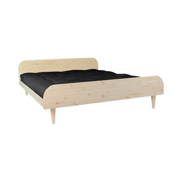 Dvoulůžková postel z borovicového dřeva s matrací Karup Design Twist Comfort Mat Natural Clear/Black, 180 x 200 cm