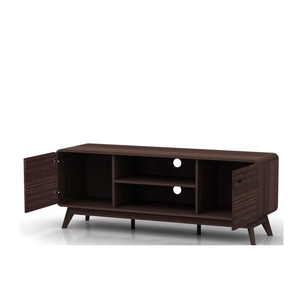 Hnědý TV stolek v dekoru ořechu 140x53 cm Caitlin – Støraa-image-3