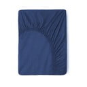 Tmavě modré bavlněné elastické prostěradlo Good Morning, 180 x 200 cm