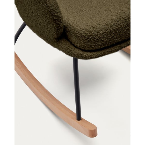 Zelené houpací křeslo z textilie bouclé Maustin – Kave Home-image-1